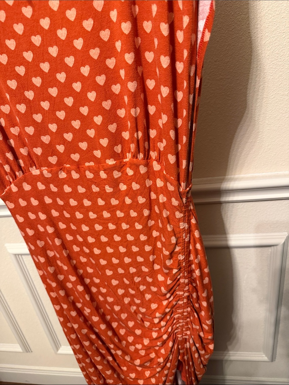 Free People Lakeside Heart Printed Dress Small Ginger Rust Brown Fall - Picture 11 of 11